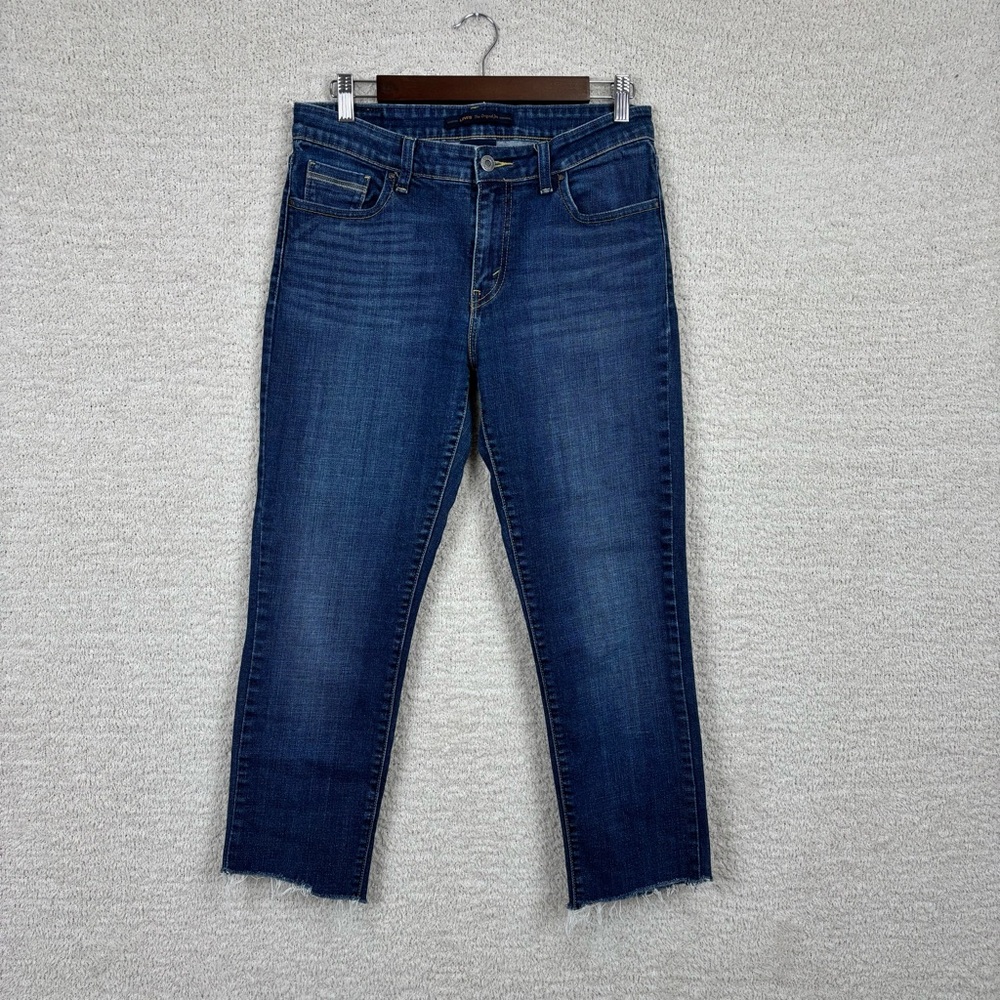 Levis The Original Jeans‎ Womens 10M Blue Mid Rise Skinny Raw Hem Crop 5 Pocket